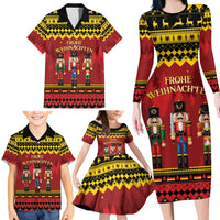 Germany Nussknacker Christmas Family Matching Long Sleeve Bodycon Dress and Hawaiian Shirt Crack Deez Nuts - Wonder Print Shop