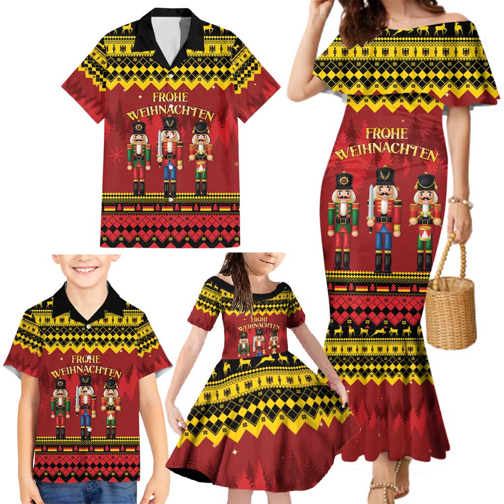 Germany Nussknacker Christmas Family Matching Mermaid Dress and Hawaiian Shirt Crack Deez Nuts - Wonder Print Shop