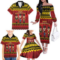 Germany Nussknacker Christmas Family Matching Off The Shoulder Long Sleeve Dress and Hawaiian Shirt Crack Deez Nuts - Wonder Print Shop