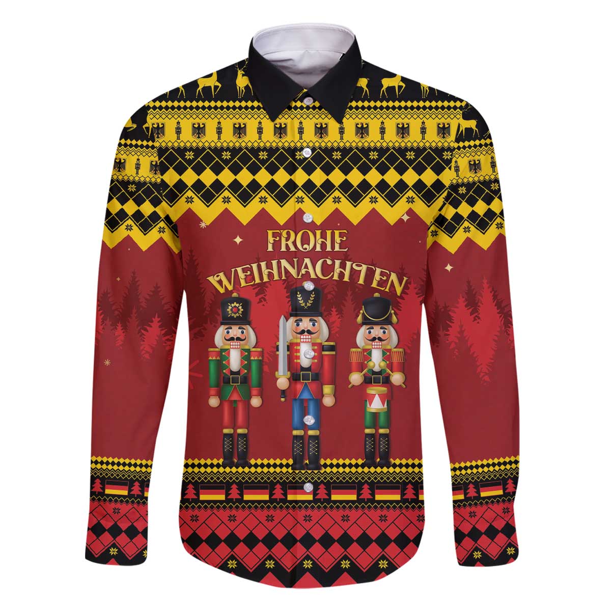 Germany Nussknacker Christmas Family Matching Off The Shoulder Long Sleeve Dress and Hawaiian Shirt Crack Deez Nuts - Wonder Print Shop