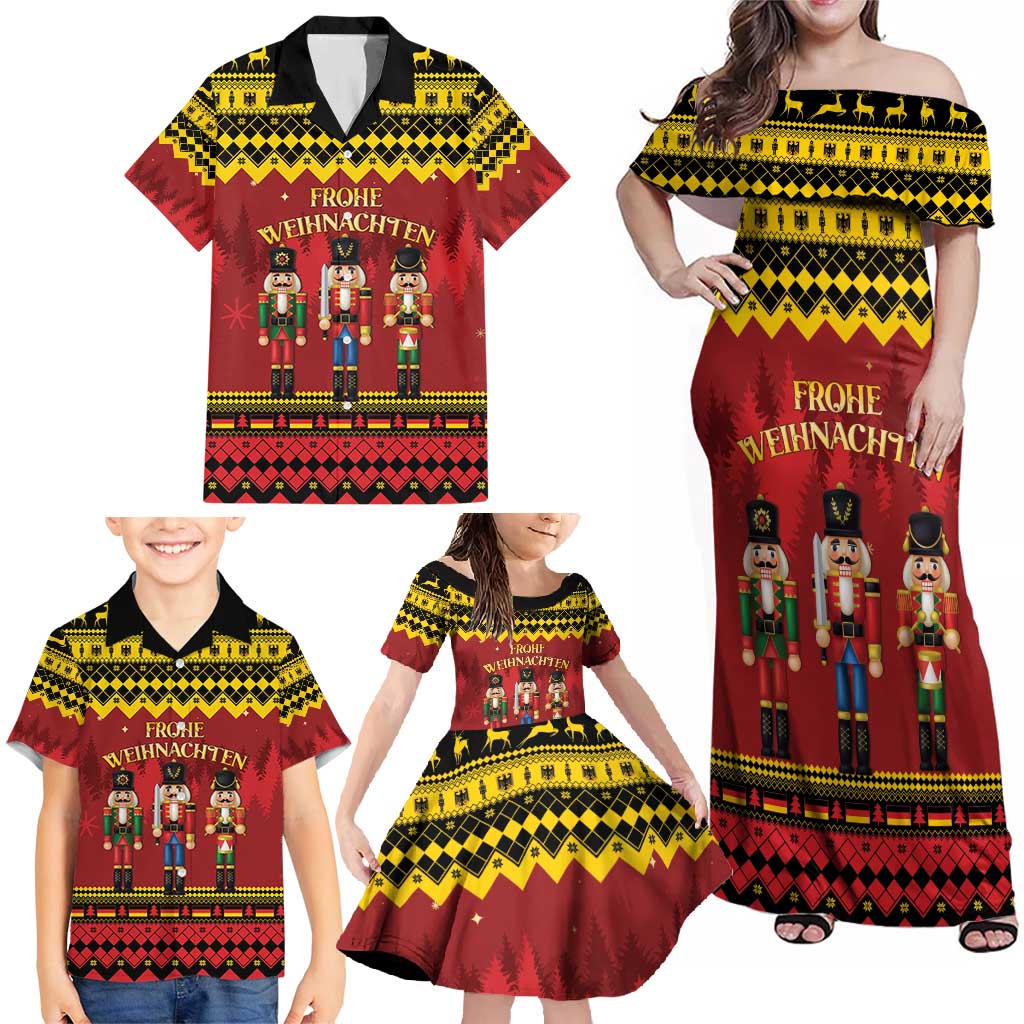 Germany Nussknacker Christmas Family Matching Off Shoulder Maxi Dress and Hawaiian Shirt Crack Deez Nuts - Wonder Print Shop