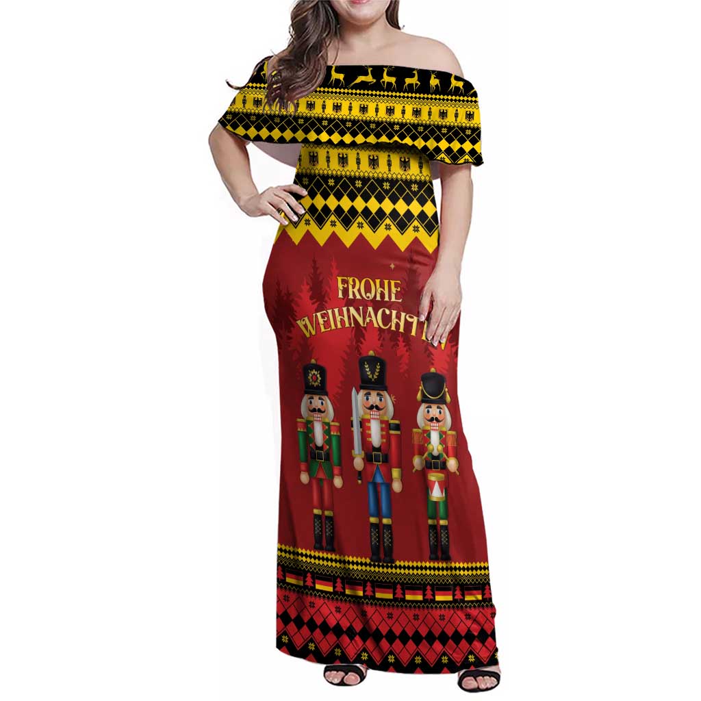 Germany Nussknacker Christmas Family Matching Off Shoulder Maxi Dress and Hawaiian Shirt Crack Deez Nuts - Wonder Print Shop