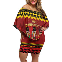 Germany Nussknacker Christmas Family Matching Off Shoulder Short Dress and Hawaiian Shirt Crack Deez Nuts - Wonder Print Shop