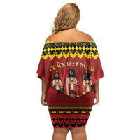 Germany Nussknacker Christmas Family Matching Off Shoulder Short Dress and Hawaiian Shirt Crack Deez Nuts - Wonder Print Shop