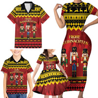 Germany Nussknacker Christmas Family Matching Short Sleeve Bodycon Dress and Hawaiian Shirt Crack Deez Nuts - Wonder Print Shop