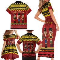 Germany Nussknacker Christmas Family Matching Short Sleeve Bodycon Dress and Hawaiian Shirt Crack Deez Nuts - Wonder Print Shop