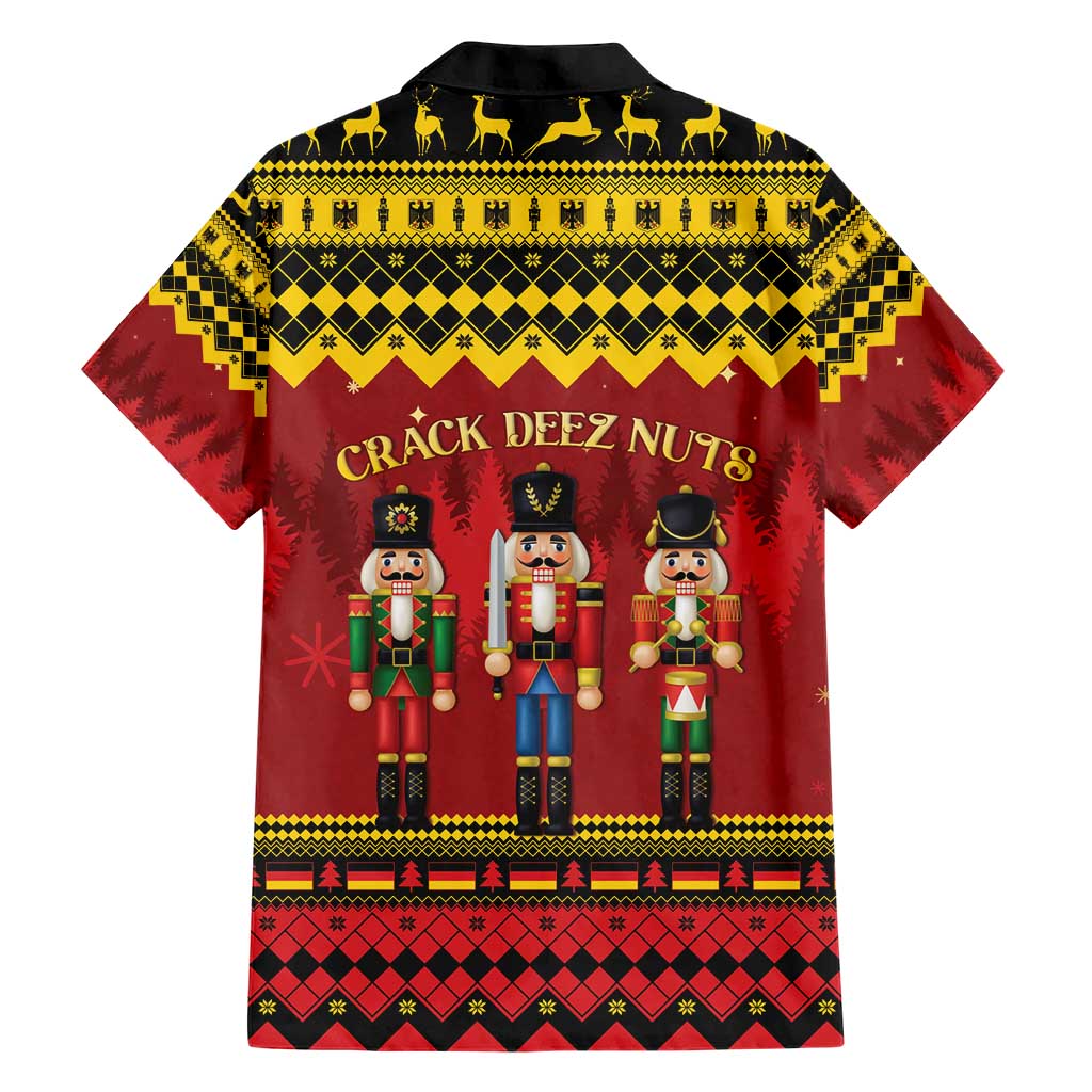 Germany Nussknacker Christmas Family Matching Short Sleeve Bodycon Dress and Hawaiian Shirt Crack Deez Nuts - Wonder Print Shop
