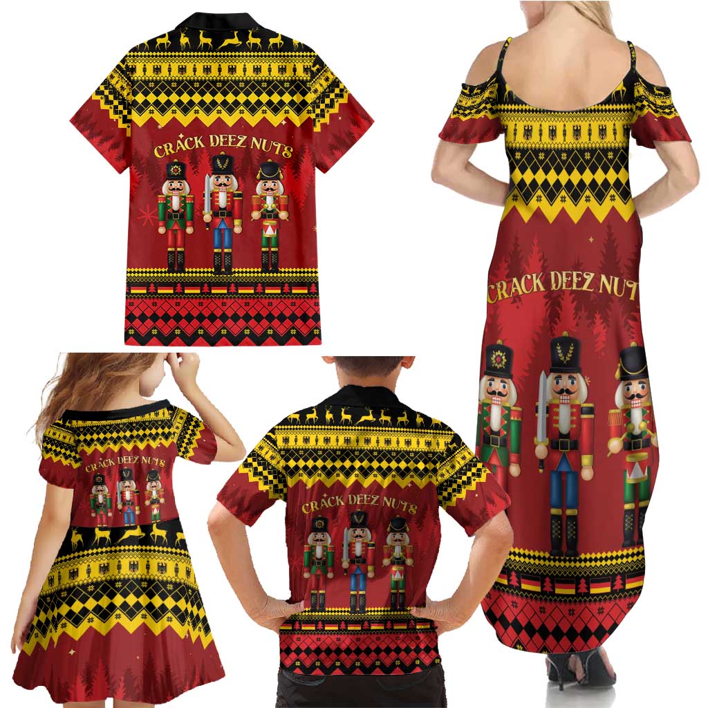 Germany Nussknacker Christmas Family Matching Summer Maxi Dress and Hawaiian Shirt Crack Deez Nuts - Wonder Print Shop
