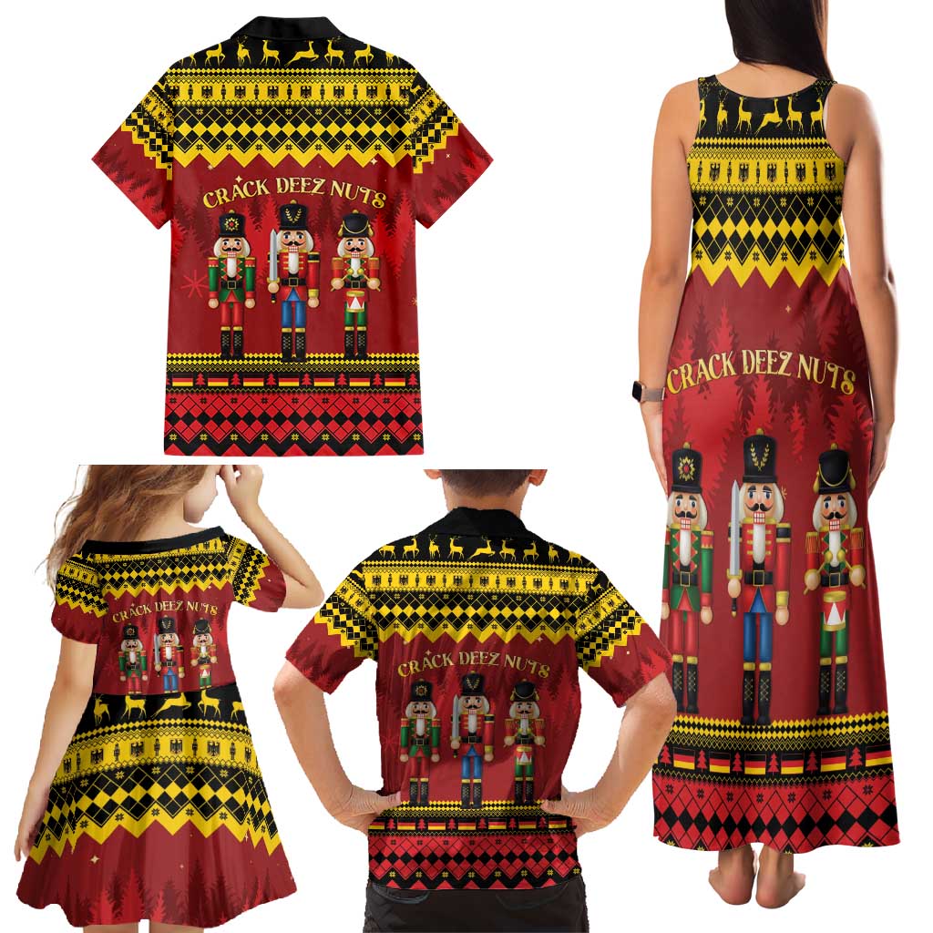 Germany Nussknacker Christmas Family Matching Tank Maxi Dress and Hawaiian Shirt Crack Deez Nuts - Wonder Print Shop