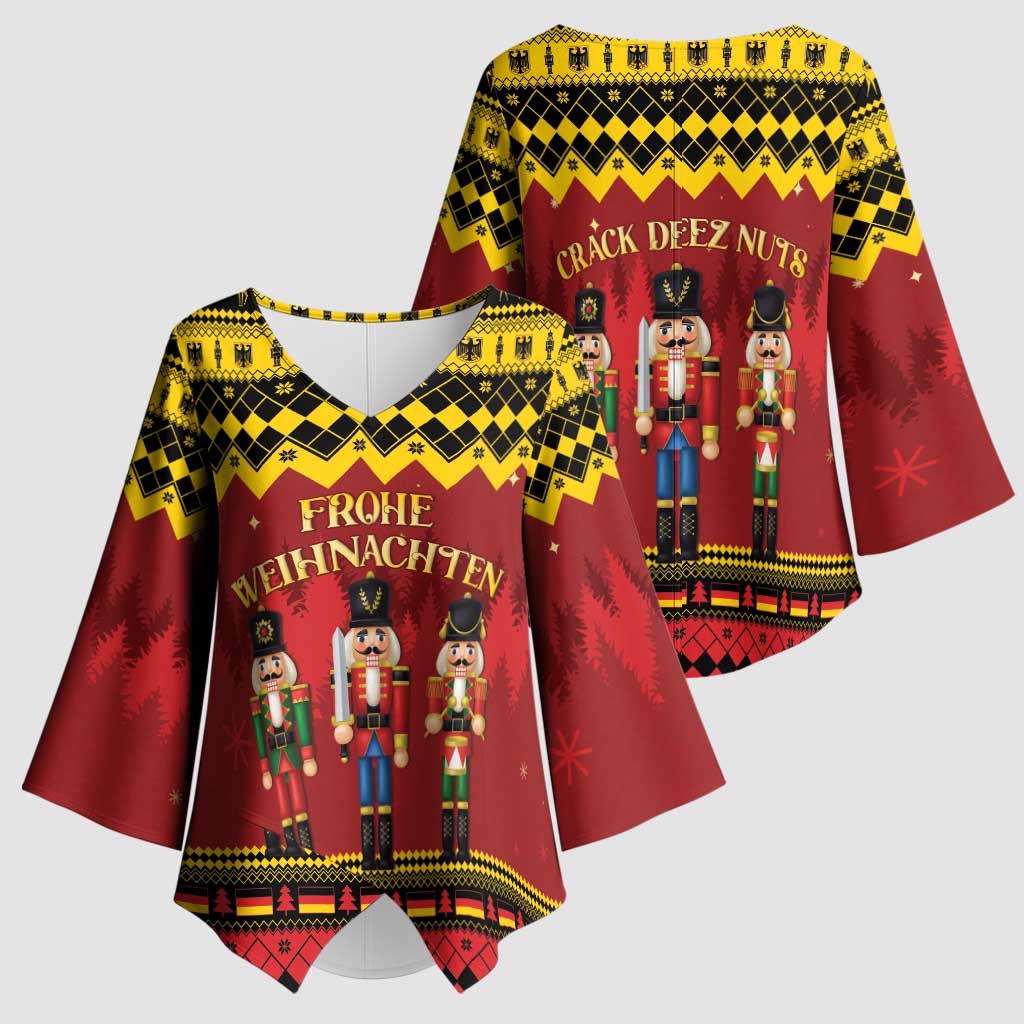 Germany Nussknacker Christmas Kimono Sleeve Blouse Crack Deez Nuts - Wonder Print Shop