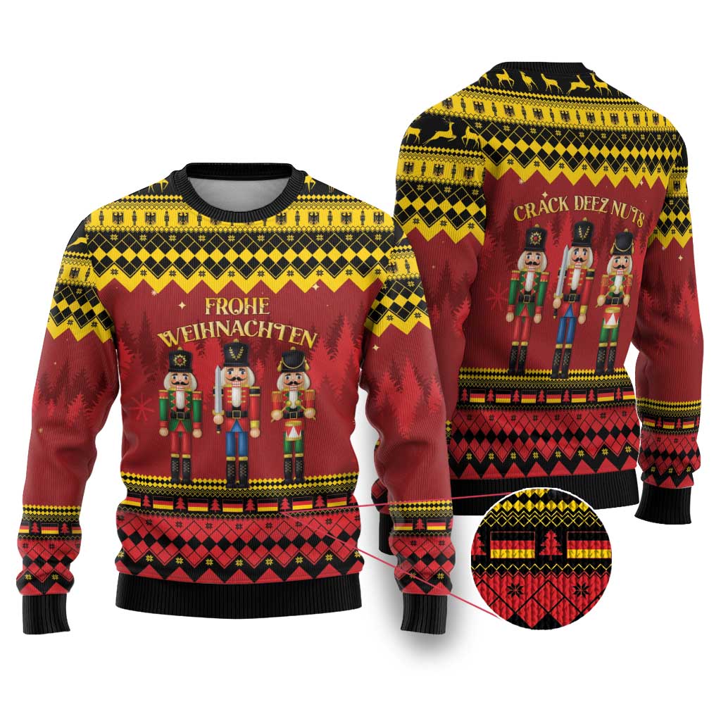Germany Nussknacker Christmas Ugly Christmas Sweater Crack Deez Nuts - Wonder Print Shop