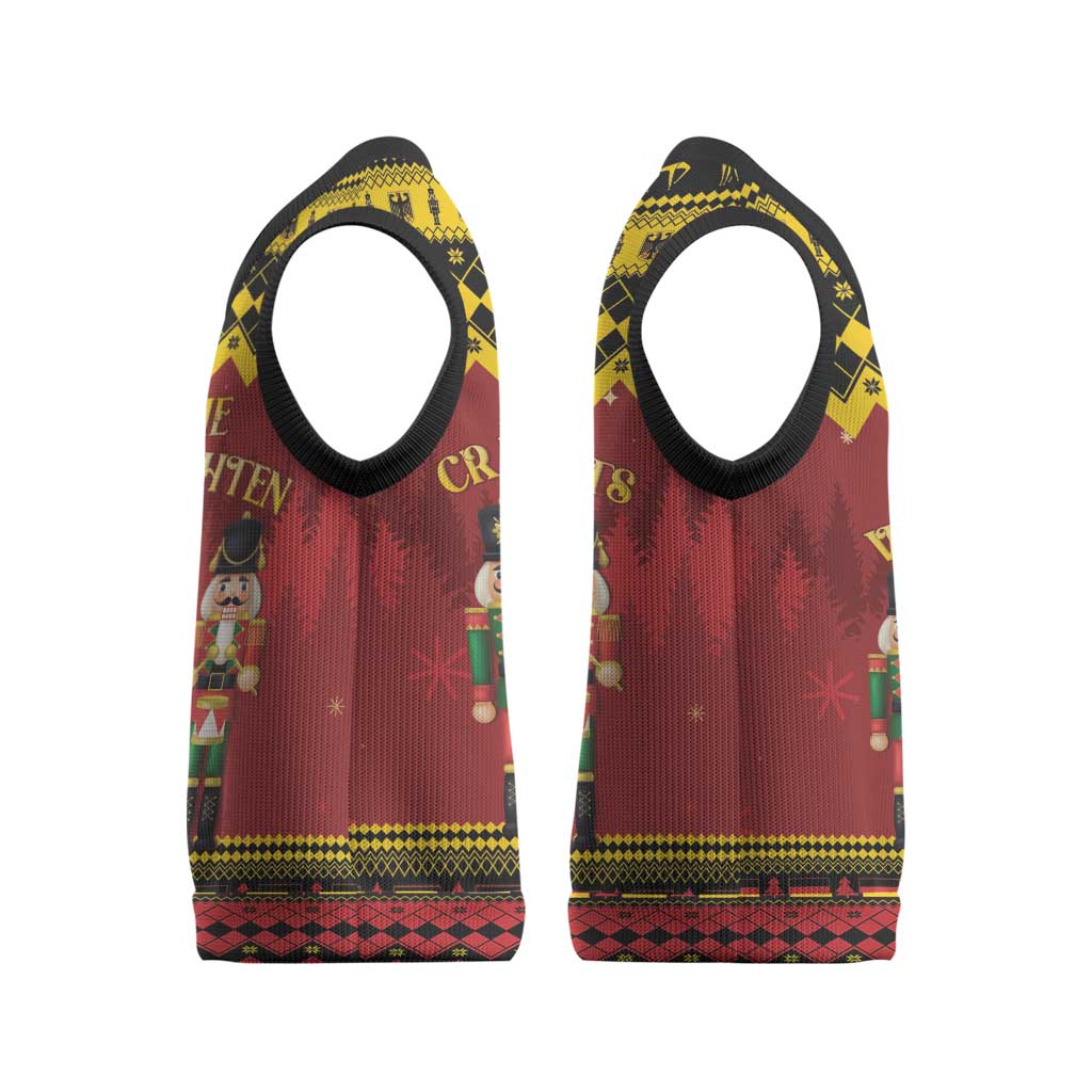 Germany Nussknacker Christmas Knitted V-Neck Vest Crack Deez Nuts - Wonder Print Shop