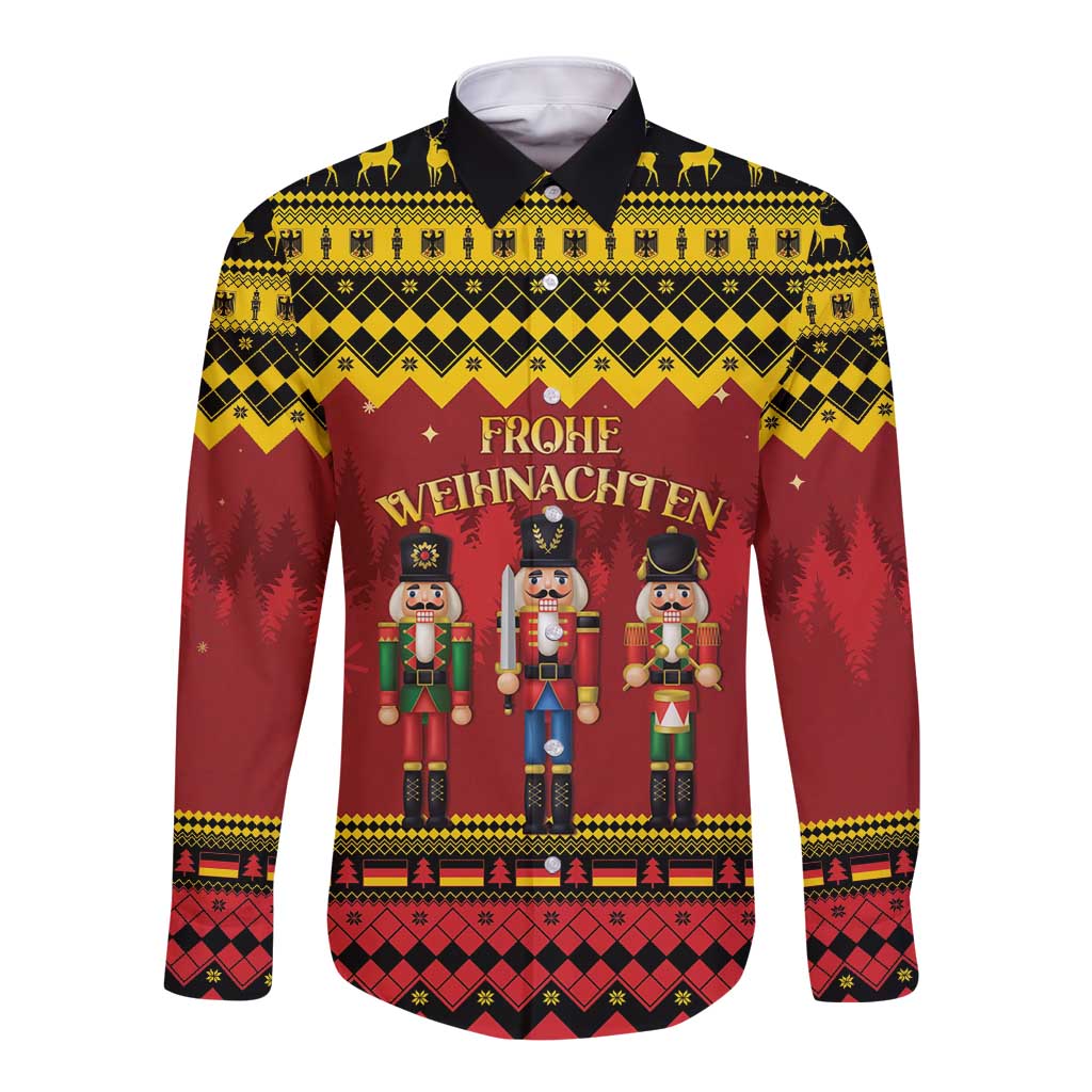 Germany Nussknacker Christmas Long Sleeve Button Shirt Crack Deez Nuts - Wonder Print Shop