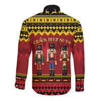 Germany Nussknacker Christmas Long Sleeve Button Shirt Crack Deez Nuts - Wonder Print Shop
