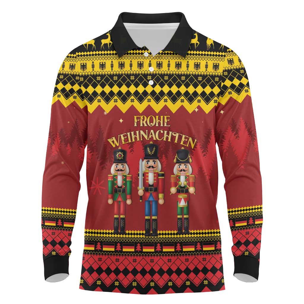 Germany Nussknacker Christmas Long Sleeve Polo Shirt Crack Deez Nuts - Wonder Print Shop