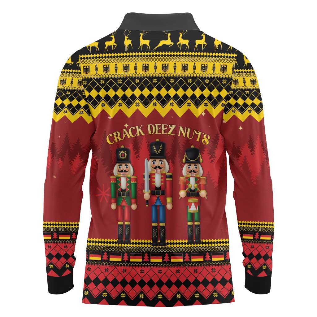 Germany Nussknacker Christmas Long Sleeve Polo Shirt Crack Deez Nuts - Wonder Print Shop