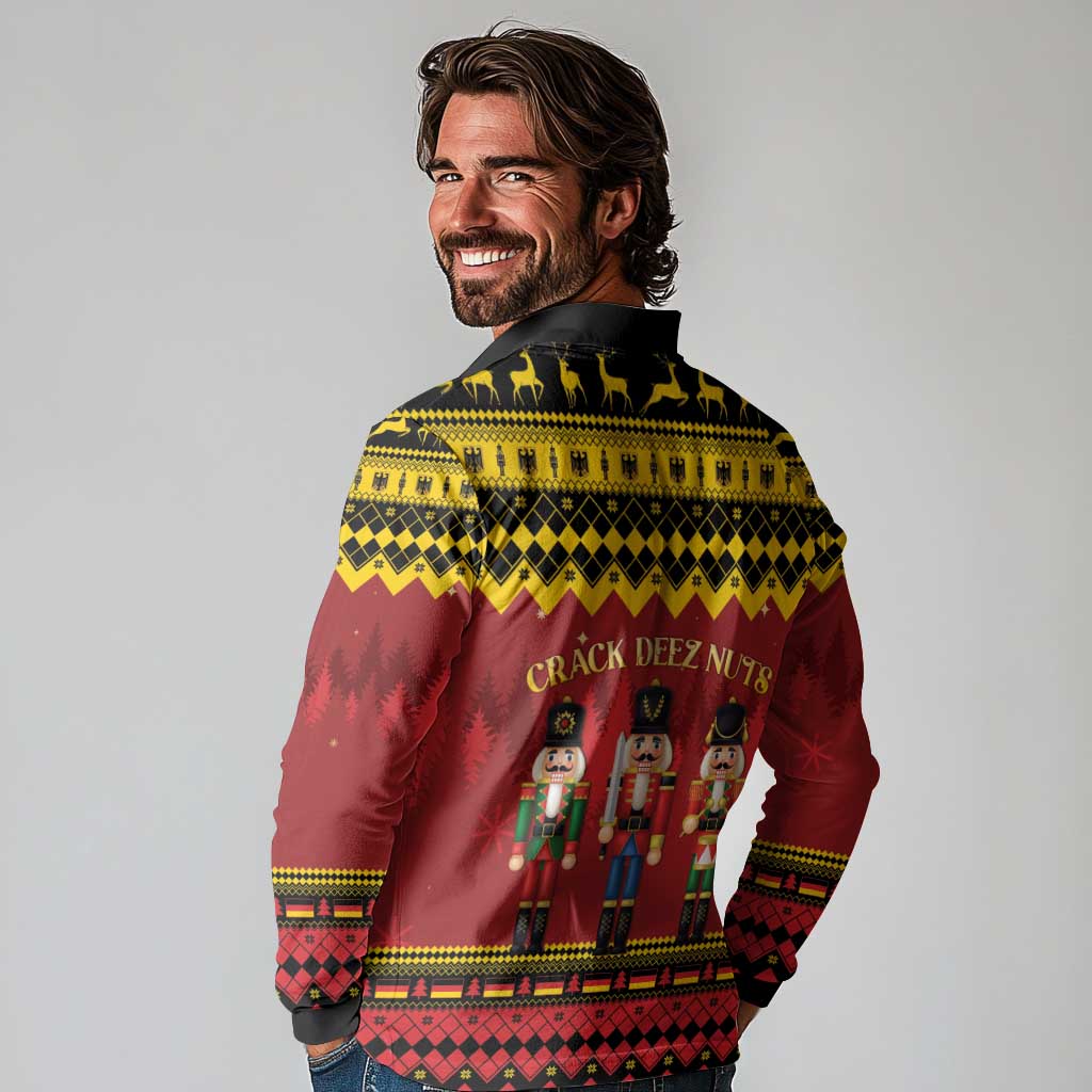 Germany Nussknacker Christmas Long Sleeve Polo Shirt Crack Deez Nuts - Wonder Print Shop