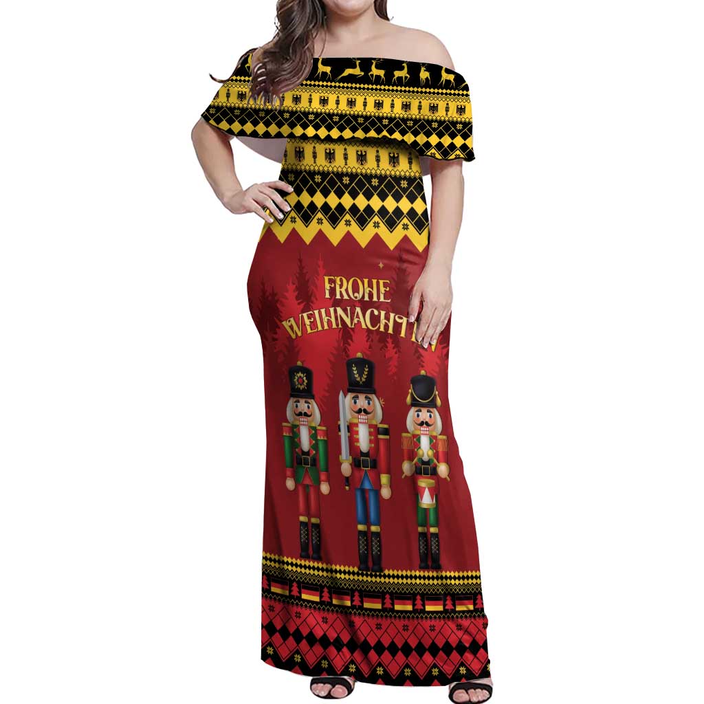 Germany Nussknacker Christmas Off Shoulder Maxi Dress Crack Deez Nuts - Wonder Print Shop