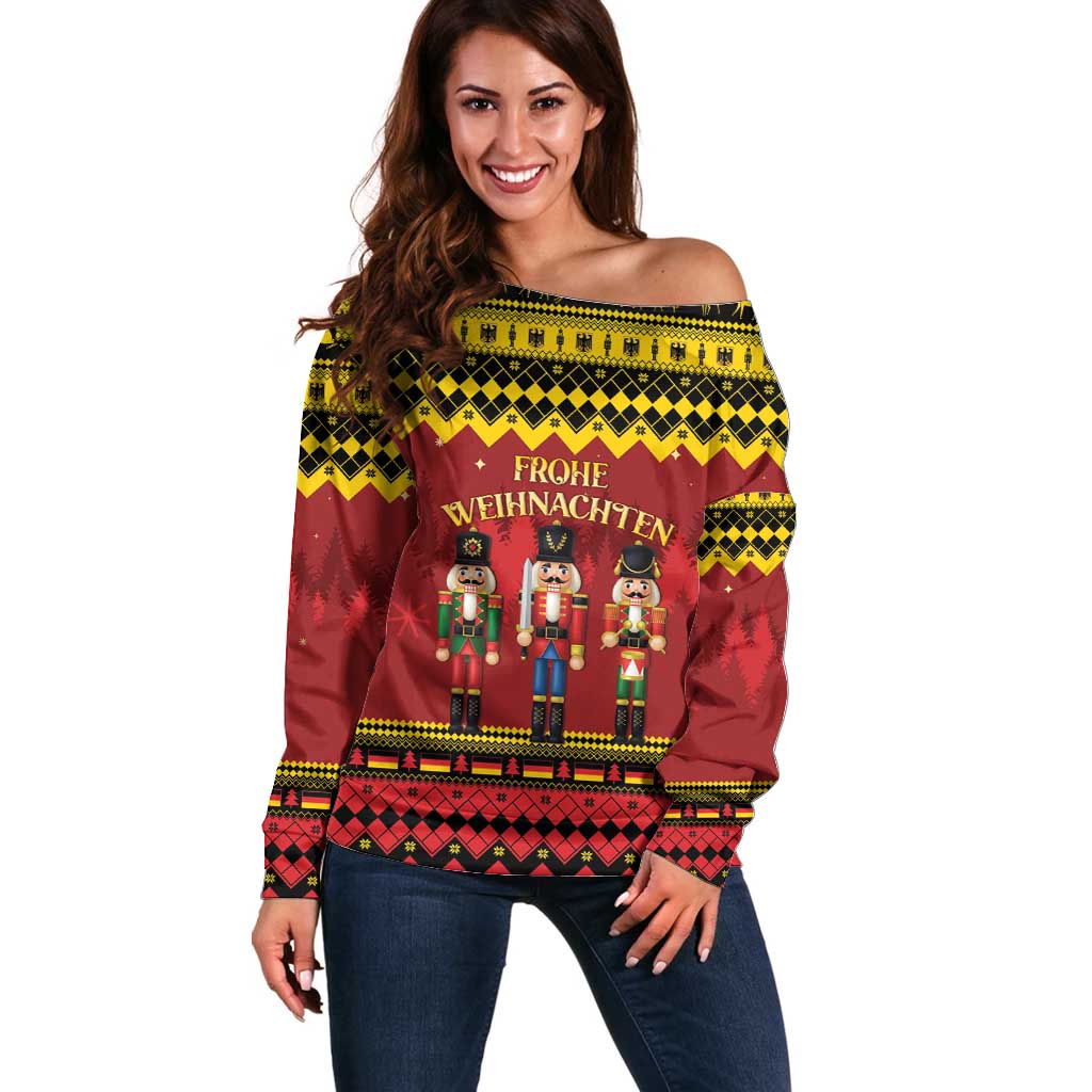 Germany Nussknacker Christmas Off Shoulder Sweater Crack Deez Nuts - Wonder Print Shop