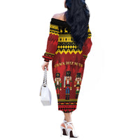 Germany Nussknacker Christmas Off The Shoulder Long Sleeve Dress Crack Deez Nuts - Wonder Print Shop
