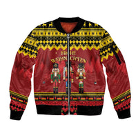 Germany Nussknacker Christmas Sleeve Zip Bomber Jacket Crack Deez Nuts - Wonder Print Shop
