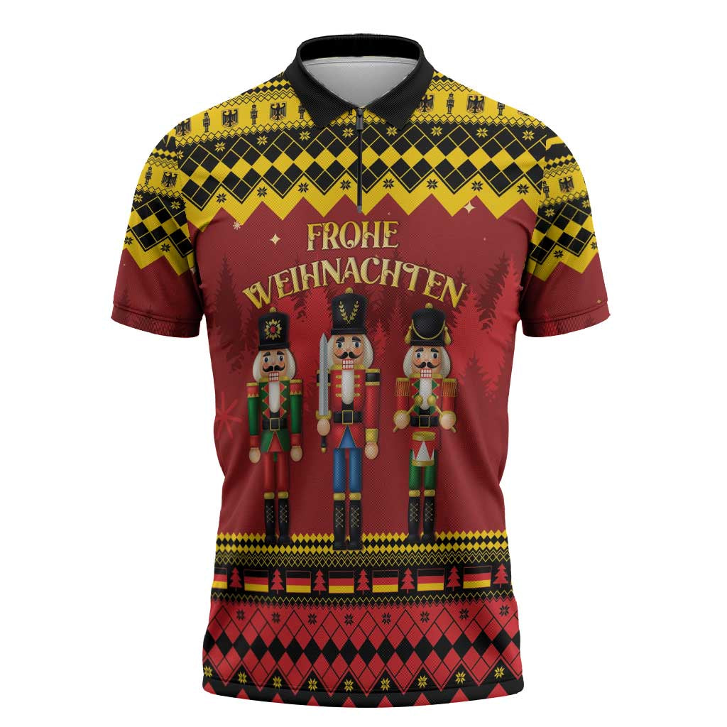Germany Nussknacker Christmas Zipper Polo Shirt Crack Deez Nuts - Wonder Print Shop