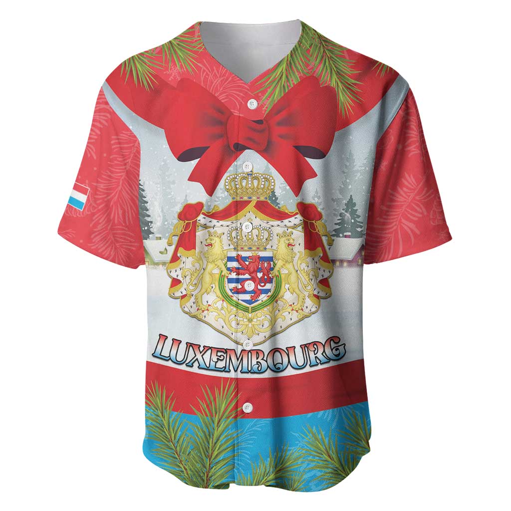 Personalised Luxembourg Christmas Baseball Jersey Schei Chreschtdeeg 2025 - Wonder Print Shop