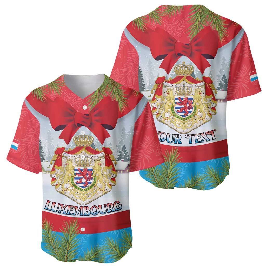 Personalised Luxembourg Christmas Baseball Jersey Schei Chreschtdeeg 2025 - Wonder Print Shop