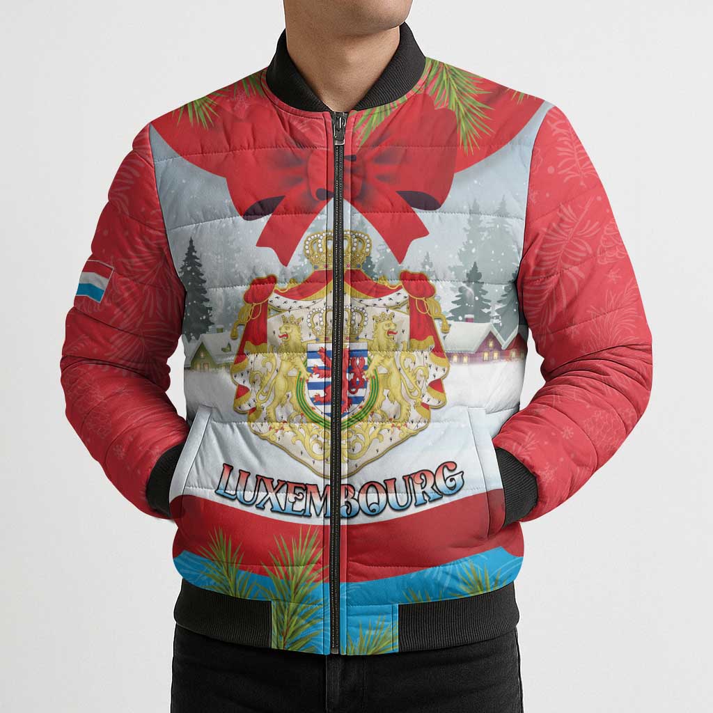 Personalised Luxembourg Christmas Bomber Puffer Jacket Schei Chreschtdeeg 2025 - Wonder Print Shop