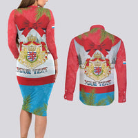 Personalised Luxembourg Christmas Couples Matching Long Sleeve Bodycon Dress and Long Sleeve Button Shirt Schei Chreschtdeeg 2025 - Wonder Print Shop