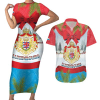 Personalised Luxembourg Christmas Couples Matching Short Sleeve Bodycon Dress and Hawaiian Shirt Schei Chreschtdeeg 2025 - Wonder Print Shop
