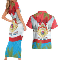 Personalised Luxembourg Christmas Couples Matching Short Sleeve Bodycon Dress and Hawaiian Shirt Schei Chreschtdeeg 2025 - Wonder Print Shop