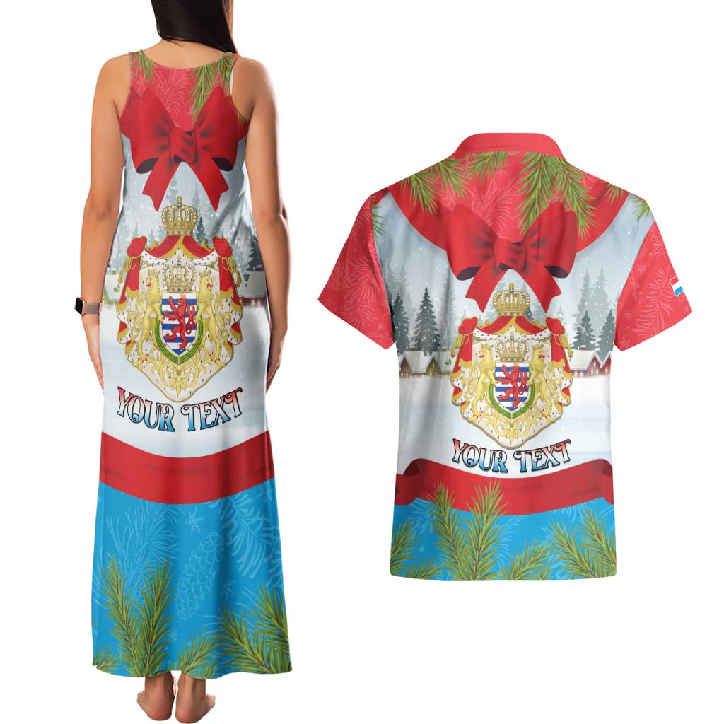 Personalised Luxembourg Christmas Couples Matching Tank Maxi Dress and Hawaiian Shirt Schei Chreschtdeeg 2025 - Wonder Print Shop