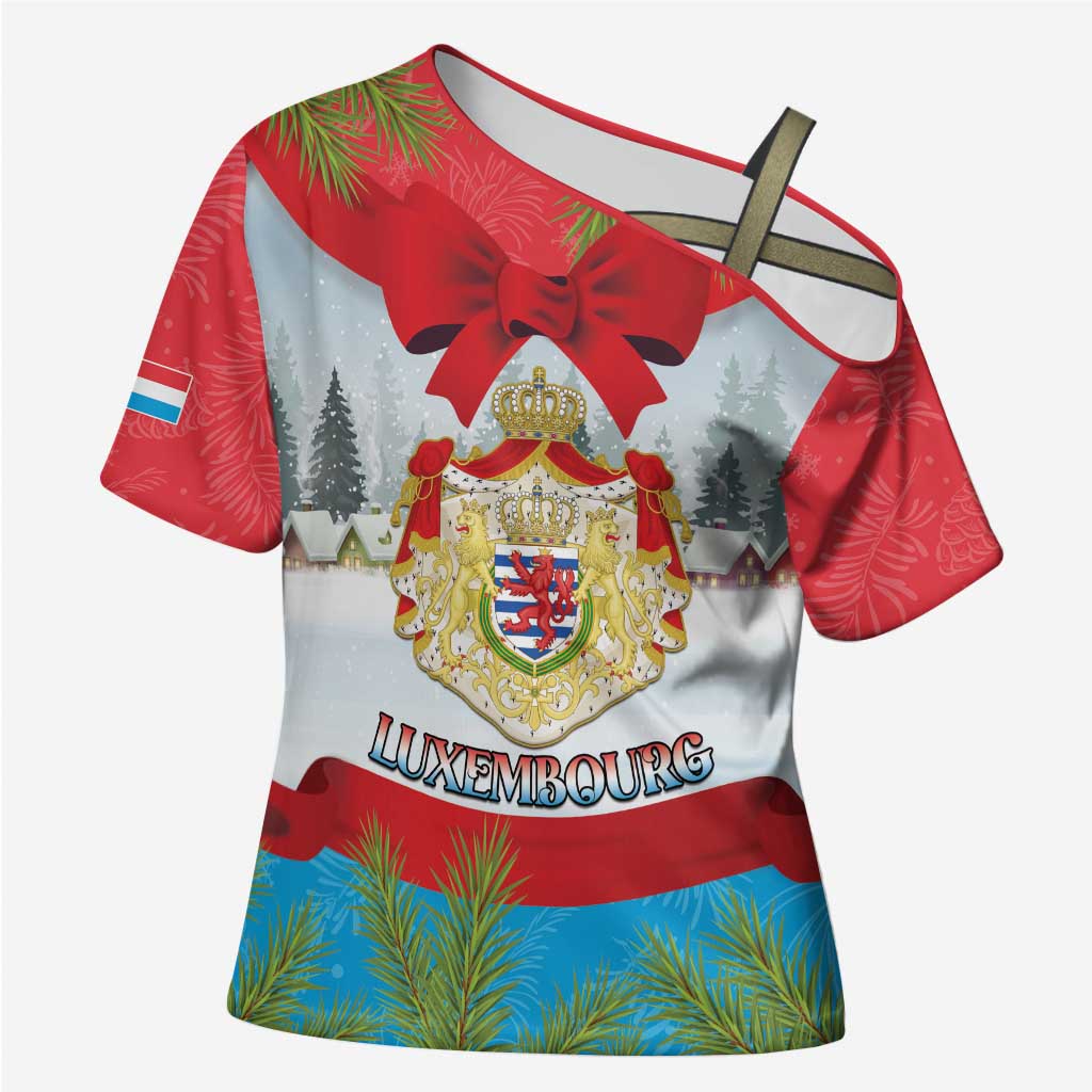 Personalised Luxembourg Christmas Cross Shoulder Shirt Schei Chreschtdeeg 2025 - Wonder Print Shop