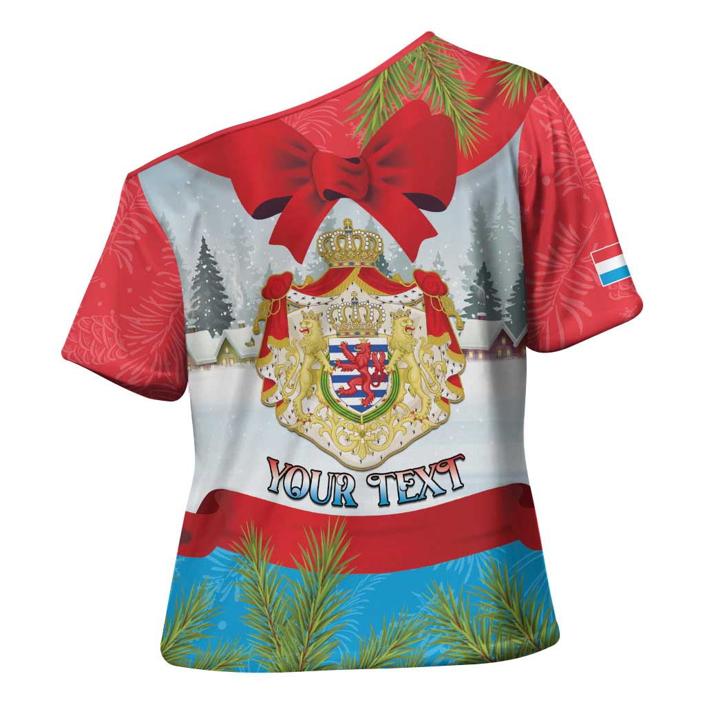Personalised Luxembourg Christmas Cross Shoulder Shirt Schei Chreschtdeeg 2025 - Wonder Print Shop
