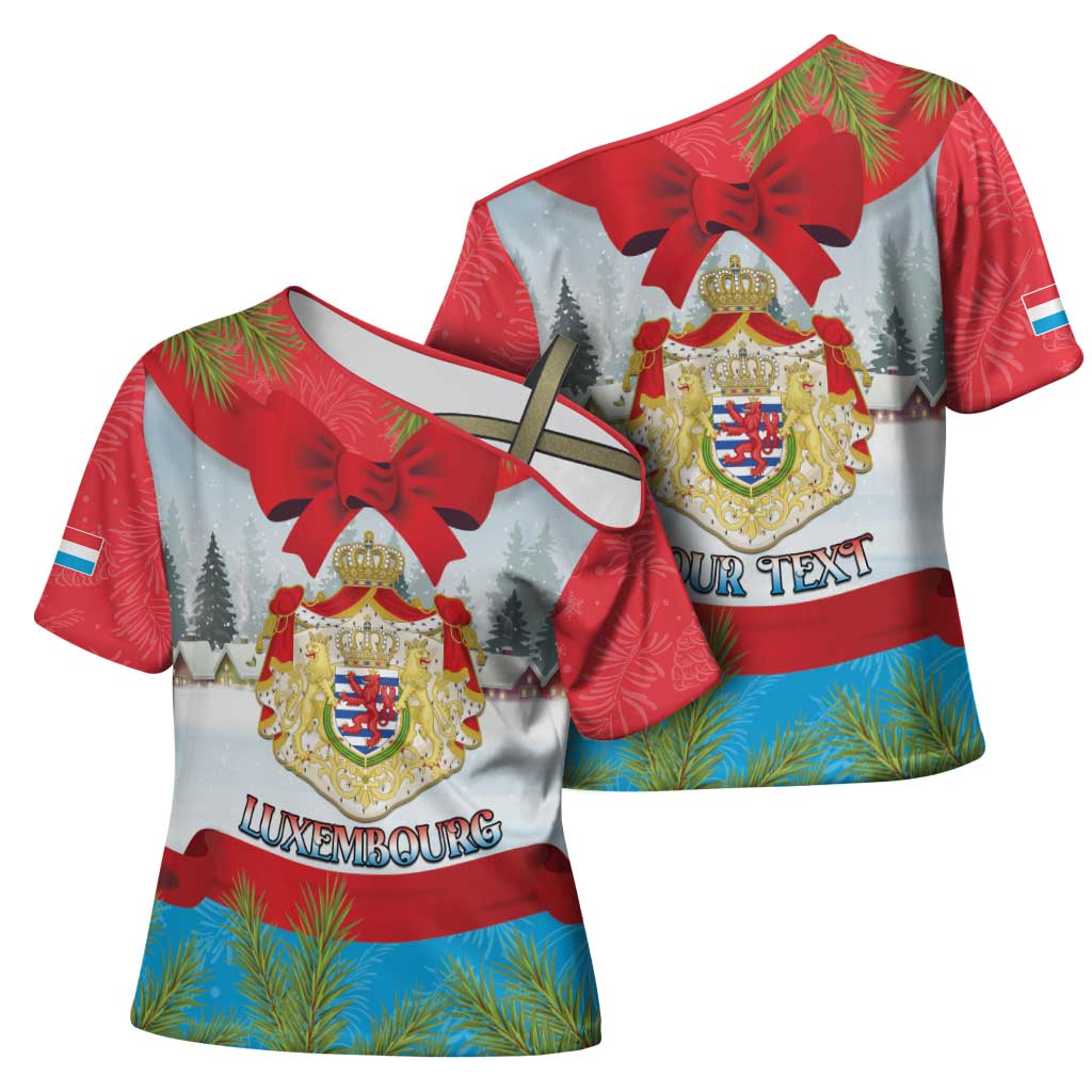 Personalised Luxembourg Christmas Cross Shoulder Shirt Schei Chreschtdeeg 2025 - Wonder Print Shop