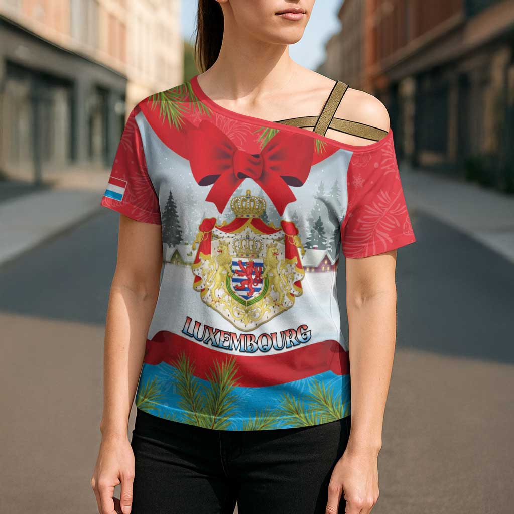 Personalised Luxembourg Christmas Cross Shoulder Shirt Schei Chreschtdeeg 2025 - Wonder Print Shop