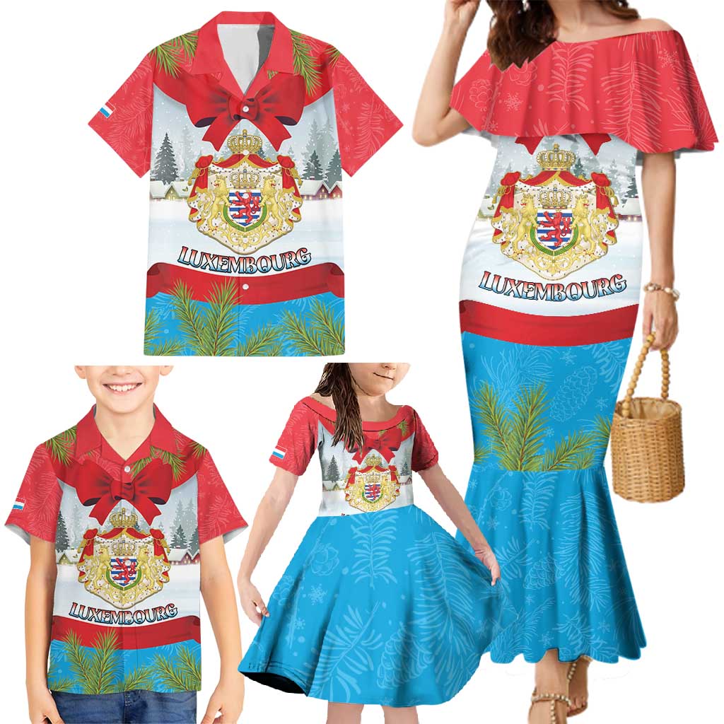 Personalised Luxembourg Christmas Family Matching Mermaid Dress and Hawaiian Shirt Schei Chreschtdeeg 2025 - Wonder Print Shop