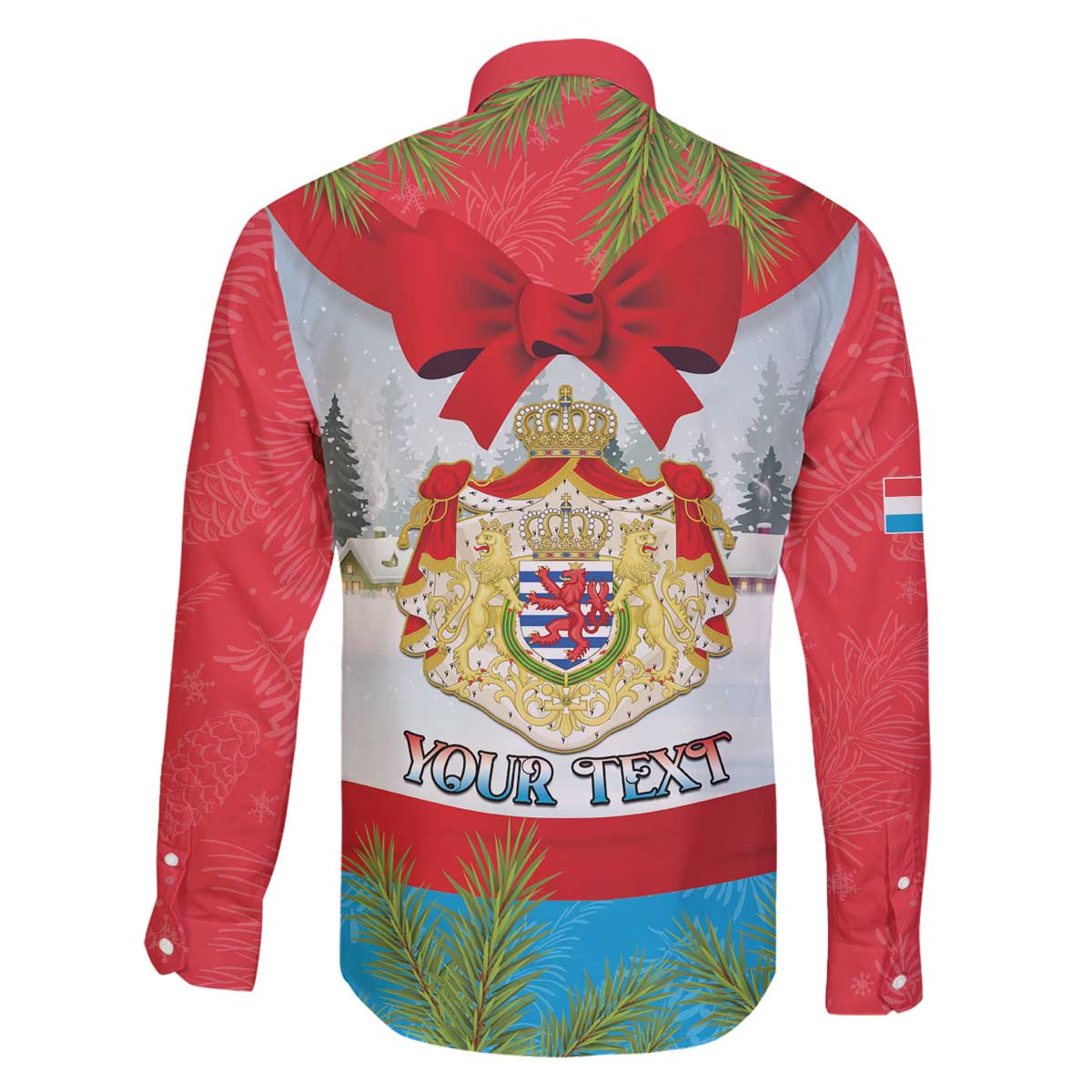 Personalised Luxembourg Christmas Family Matching Off The Shoulder Long Sleeve Dress and Hawaiian Shirt Schei Chreschtdeeg 2025 - Wonder Print Shop