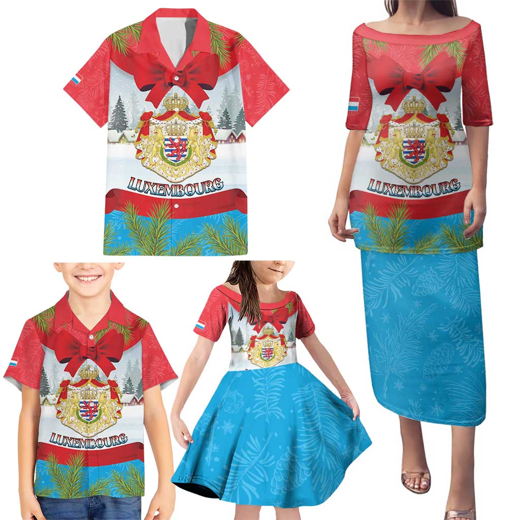Personalised Luxembourg Christmas Family Matching Puletasi and Hawaiian Shirt Schei Chreschtdeeg 2025 - Wonder Print Shop