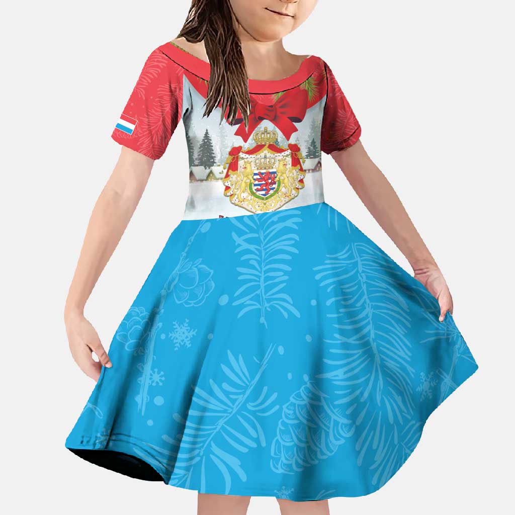 Personalised Luxembourg Christmas Family Matching Short Sleeve Bodycon Dress and Hawaiian Shirt Schei Chreschtdeeg 2025 - Wonder Print Shop