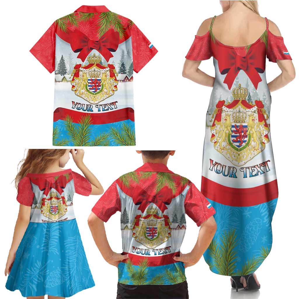 Personalised Luxembourg Christmas Family Matching Summer Maxi Dress and Hawaiian Shirt Schei Chreschtdeeg 2025 - Wonder Print Shop