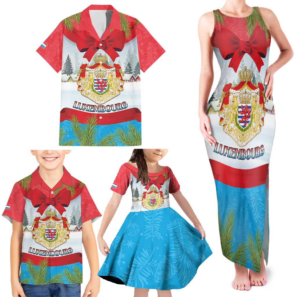 Personalised Luxembourg Christmas Family Matching Tank Maxi Dress and Hawaiian Shirt Schei Chreschtdeeg 2025 - Wonder Print Shop