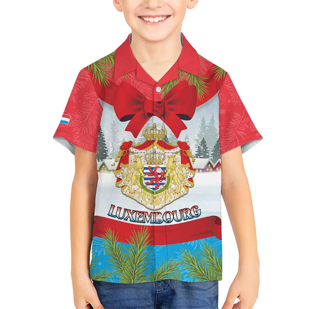 Personalised Luxembourg Christmas Kid Hawaiian Shirt Schei Chreschtdeeg 2025 - Wonder Print Shop