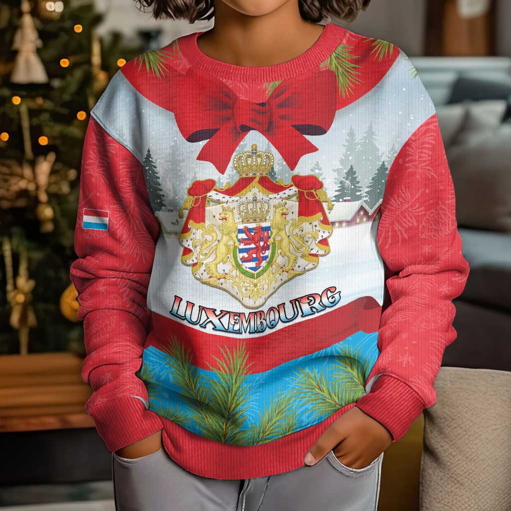 Personalised Luxembourg Christmas Kid Ugly Christmas Sweater Schei Chreschtdeeg 2025 - Wonder Print Shop