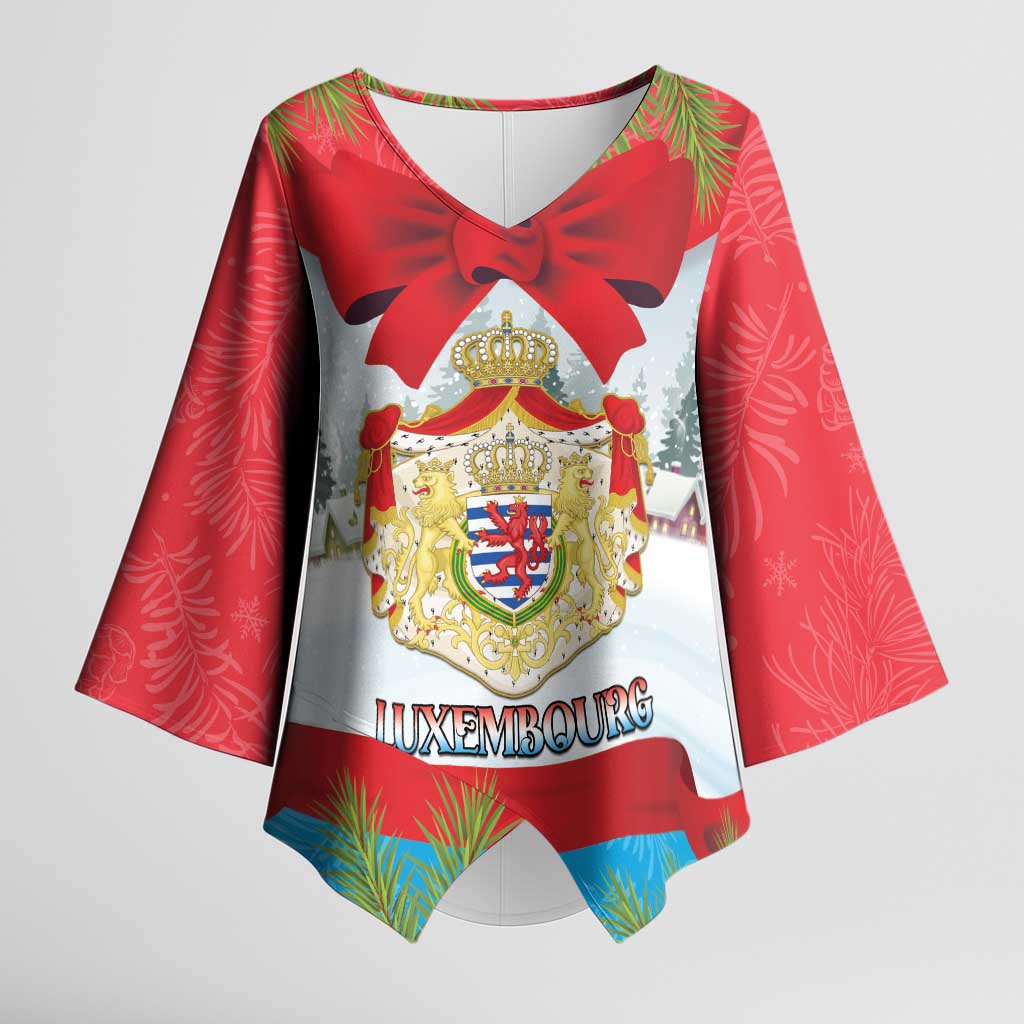 Personalised Luxembourg Christmas Kimono Sleeve Blouse Schei Chreschtdeeg 2025 - Wonder Print Shop