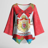 Personalised Luxembourg Christmas Kimono Sleeve Blouse Schei Chreschtdeeg 2025 - Wonder Print Shop