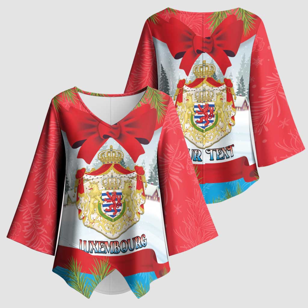 Personalised Luxembourg Christmas Kimono Sleeve Blouse Schei Chreschtdeeg 2025 - Wonder Print Shop