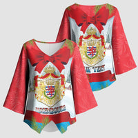 Personalised Luxembourg Christmas Kimono Sleeve Blouse Schei Chreschtdeeg 2025 - Wonder Print Shop