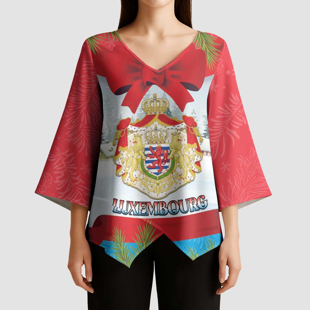 Personalised Luxembourg Christmas Kimono Sleeve Blouse Schei Chreschtdeeg 2025 - Wonder Print Shop